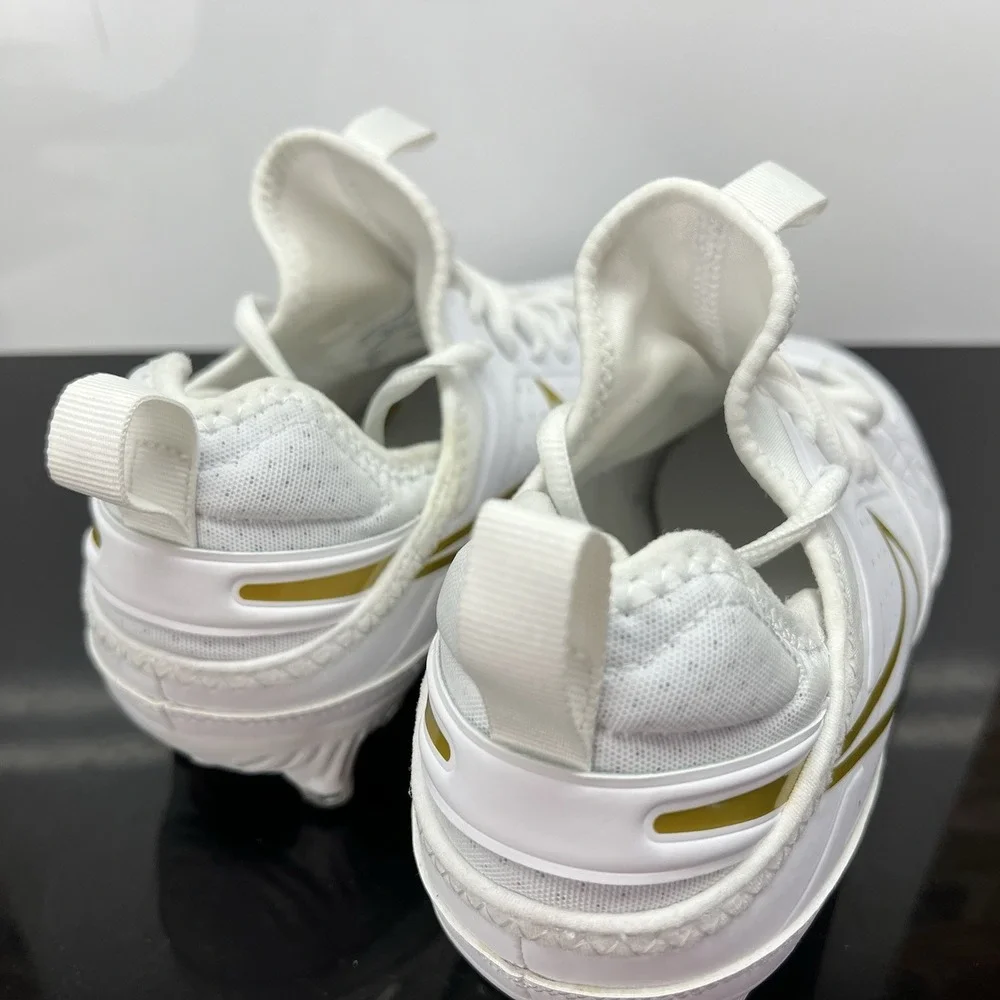 Nike Huarache 9 LAX SAMPLE White Gold Lacrosse Cleats FD0090-100 Men Size 8